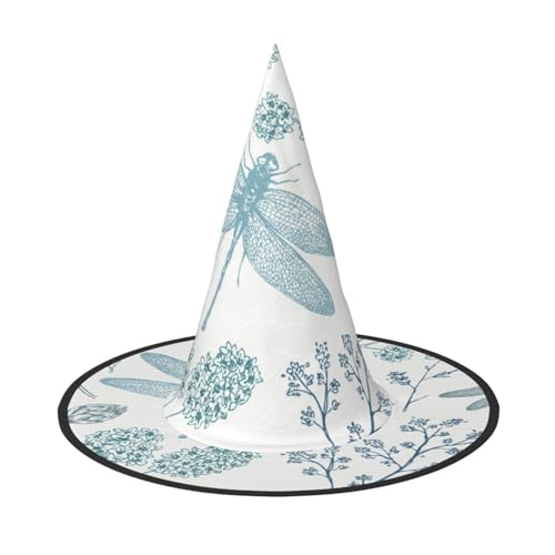 LKLDDPZB Dragonfly Printed Halloween Witch Hat For Women And Men Pointy Hat Decoration Cosplay von LKLDDPZB