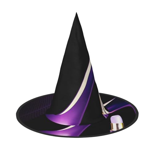 LKLDDPZB Eleganter lila High Heels bedruckter Halloween-Hexenhut für Damen und Herren, spitzer Hut, Dekoration, Cosplay von LKLDDPZB
