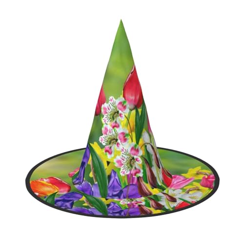 LKLDDPZB Frühlingsblumen bedruckter Halloween-Hexenhut für Damen und Herren, spitzer Hut, Dekoration, Cosplay LKLDDPZB Frühlingsblumen bedruckter Halloween-Hexenhut für Damen und Herren, spitzer Hut, Dekoration, Cosplay von LKLDDPZB