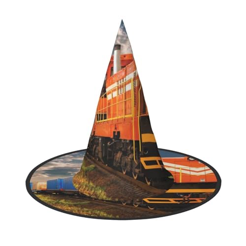 LKLDDPZB Güterzug bedruckter Halloween-Hexenhut für Damen und Herren, spitzer Hut, Dekoration, Cosplay LKLDDPZB Güterzug bedruckter Halloween-Hexenhut für Damen und Herren, spitzer Hut, Dekoration, Cosplay von LKLDDPZB
