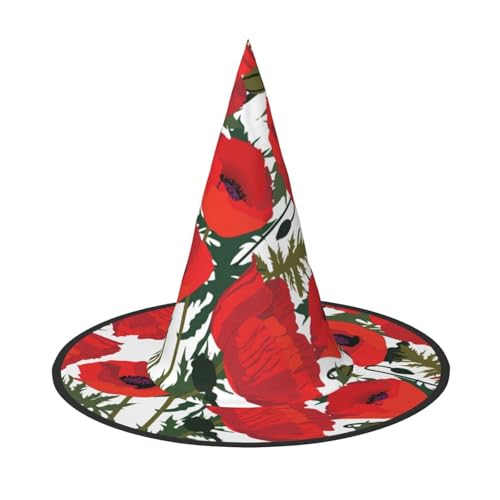 LKLDDPZB Halloween-Hexenhut mit Blumenmuster für Damen und Herren, spitzer Hut, Dekoration, Cosplay von LKLDDPZB