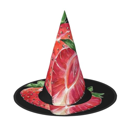 LKLDDPZB Halloween-Hexenhut mit Erdbeermotiv, für Damen und Herren, spitzer Hut, Dekoration, Cosplay von LKLDDPZB