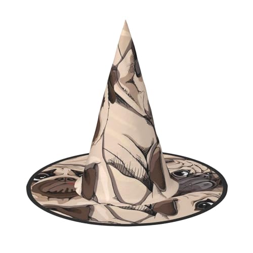 LKLDDPZB Halloween-Hexenhut mit Hundemotiv für Damen und Herren, spitzer Hut, Dekoration, Cosplay von LKLDDPZB