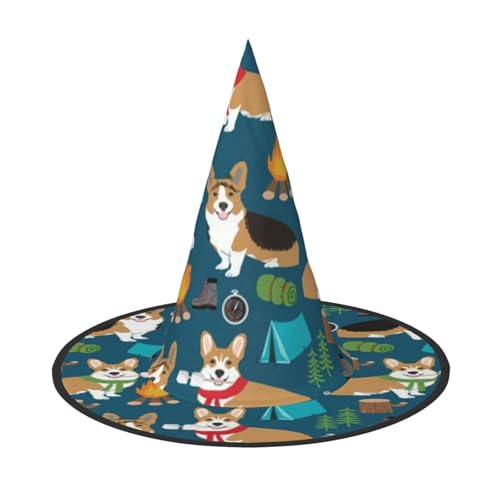LKLDDPZB Halloween-Hexenhut mit Hundemotiv für Damen und Herren, spitzer Hut, Dekoration, Cosplay von LKLDDPZB
