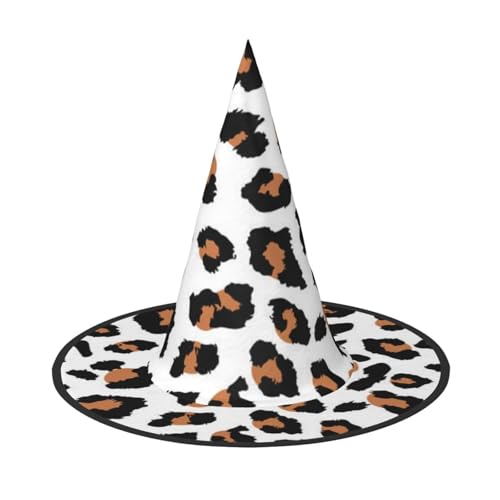 LKLDDPZB Halloween-Hexenhut mit Leopardenmuster, für Damen und Herren, spitzer Hut, Dekoration, Cosplay von LKLDDPZB