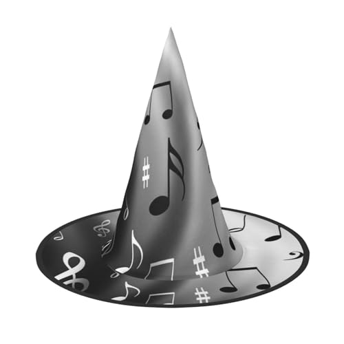 LKLDDPZB Halloween-Hexenhut mit Musikdruck, für Damen und Herren, spitzer Hut, Dekoration, Cosplay von LKLDDPZB