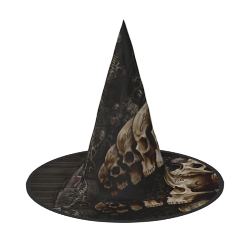 LKLDDPZB Halloween-Hexenhut mit Totenköpfen für Damen und Herren, spitzer Hut, Dekoration, Cosplay von LKLDDPZB
