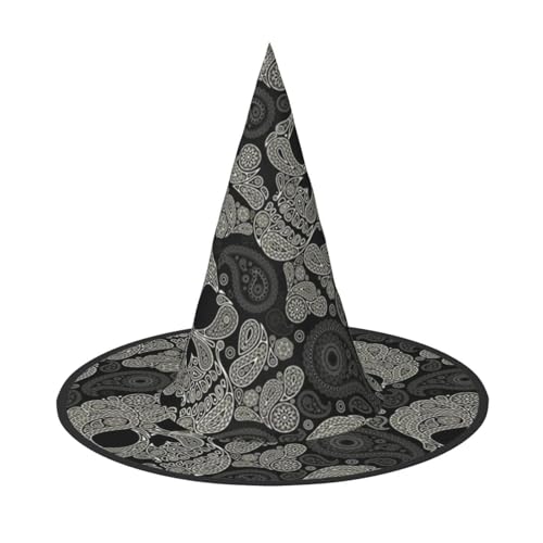 LKLDDPZB Halloween-Hexenhut mit Totenkopf-Motiv, für Damen und Herren, spitzer Hut, Dekoration, Cosplay von LKLDDPZB