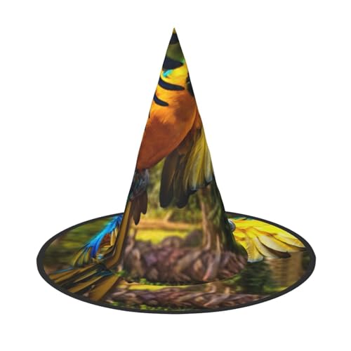 LKLDDPZB Halloween-Hexenhut mit gelben Flügeln, blauer Papagei, für Damen und Herren, spitzer Hut, Dekoration, Cosplay LKLDDPZB Halloween-Hexenhut mit gelben Flügeln, blauer Papagei, für Damen und Herren, spitzer Hut, Dekoration, Cosplay von LKLDDPZB
