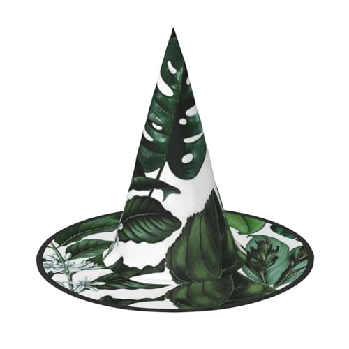 LKLDDPZB Halloween-Hexenhut mit tropischen Blättern, für Damen und Herren, spitzer Hut, Dekoration, Cosplay von LKLDDPZB