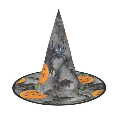 LKLDDPZB Halloween Kürbis gedruckt Halloween Hexenhut für Damen und Herren spitzer Hut Dekoration Cosplay von LKLDDPZB