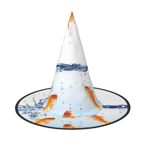 LKLDDPZB Hexenhut für Damen und Herren, Motiv: Fisch im Wasser, bedruckt, Halloween-Hexenhut, Dekoration, Cosplay von LKLDDPZB
