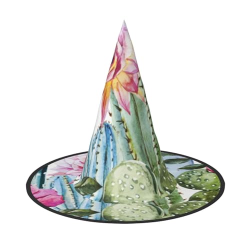 LKLDDPZB Kaktus Sukkulenten Rose gedruckt Halloween Hexenhut für Damen und Herren spitzer Hut Dekoration Cosplay LKLDDPZB Kaktus Sukkulenten Rose gedruckt Halloween Hexenhut für Damen und Herren spitzer Hut Dekoration Cosplay von LKLDDPZB