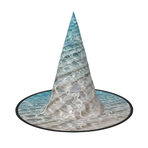 LKLDDPZB Klares Meerwasser gedruckt Halloween Hexenhut für Damen und Herren spitzer Hut Dekoration Cosplay von LKLDDPZB