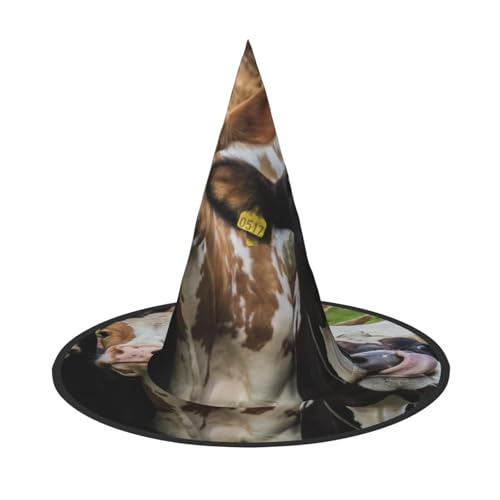 LKLDDPZB Kuh-Grasland bedruckter Halloween-Hexenhut für Damen und Herren, spitzer Hut, Dekoration, Cosplay LKLDDPZB Kuh-Grasland bedruckter Halloween-Hexenhut für Damen und Herren, spitzer Hut, Dekoration, Cosplay von LKLDDPZB