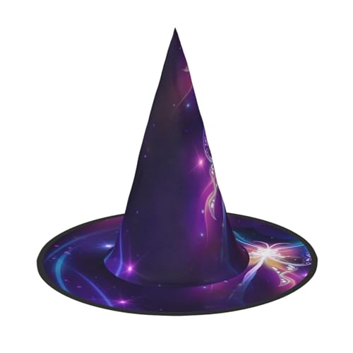 LKLDDPZB Lila Schmetterling gedruckt Halloween Hexenhut für Damen und Herren spitzer Hut Dekoration Cosplay LKLDDPZB Lila Schmetterling gedruckt Halloween Hexenhut für Damen und Herren spitzer Hut Dekoration Cosplay von LKLDDPZB