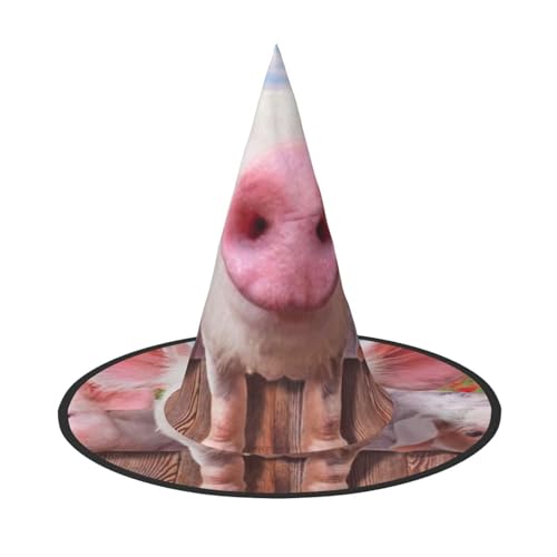 LKLDDPZB Lustiger süßer Schweine-bedruckter Halloween-Hexenhut für Damen und Herren, spitzer Hut, Dekoration, Cosplay LKLDDPZB Lustiger süßer Schweine-bedruckter Halloween-Hexenhut für Damen und Herren, spitzer Hut, Dekoration, Cosplay von LKLDDPZB
