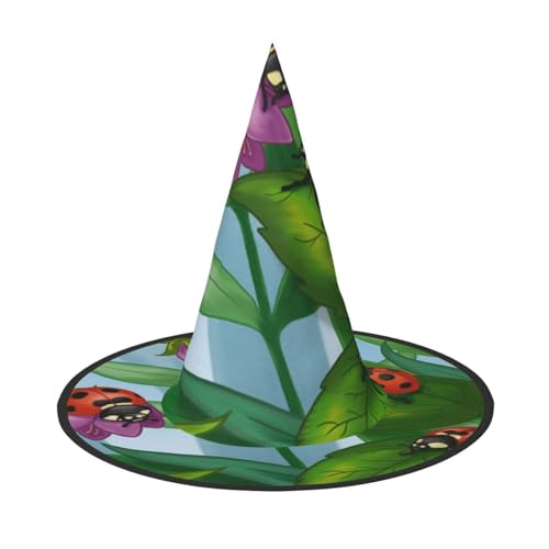 LKLDDPZB Marienkäfer bedruckter Halloween-Hexenhut für Damen und Herren, spitzer Hut, Dekoration, Cosplay LKLDDPZB Marienkäfer bedruckter Halloween-Hexenhut für Damen und Herren, spitzer Hut, Dekoration, Cosplay von LKLDDPZB