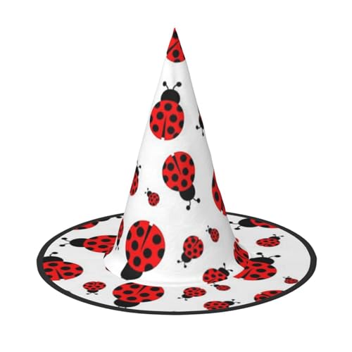LKLDDPZB Marienkäfer bedruckter Halloween-Hexenhut für Damen und Herren, spitzer Hut, Dekoration, Cosplay von LKLDDPZB
