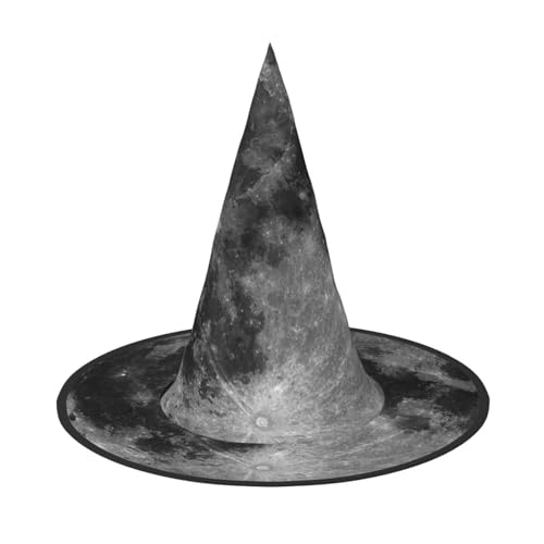 LKLDDPZB Mond-bedruckter Halloween-Hexenhut für Damen und Herren, spitzer Hut, Dekoration, Cosplay von LKLDDPZB