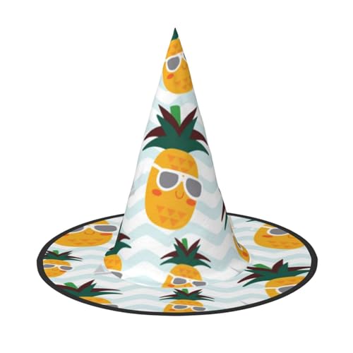 LKLDDPZB Niedlicher Halloween-Hexenhut mit Ananas-Motiv, für Damen und Herren, spitzer Hut, Dekoration, Cosplay von LKLDDPZB