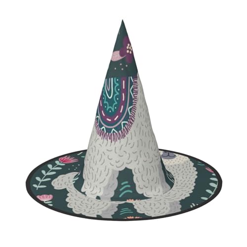LKLDDPZB Niedlicher Halloween-Hexenhut mit Lama-Blumendruck, für Damen und Herren, spitzer Hut, Dekoration, Cosplay LKLDDPZB Niedlicher Halloween-Hexenhut mit Lama-Blumendruck, für Damen und Herren, spitzer Hut, Dekoration, Cosplay von LKLDDPZB