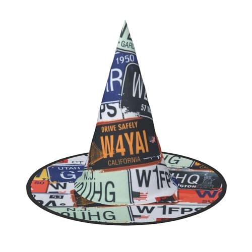 LKLDDPZB Nummernschild bedruckt Halloween Hexenhut für Damen und Herren Spitzhut Dekoration Cosplay LKLDDPZB Nummernschild bedruckt Halloween Hexenhut für Damen und Herren Spitzhut Dekoration Cosplay von LKLDDPZB