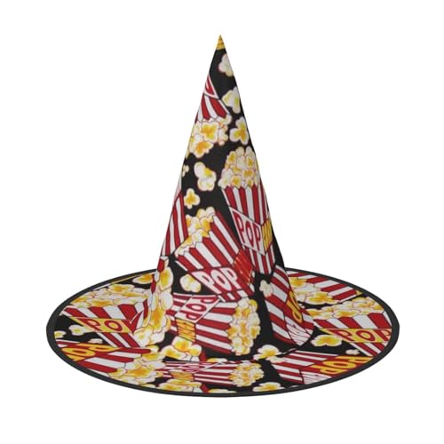 LKLDDPZB Popcorn-Druck, bedruckt, Halloween-Hexenhut, für Damen und Herren, spitzer Hut, Dekoration, Cosplay LKLDDPZB Popcorn-Druck, bedruckt, Halloween-Hexenhut, für Damen und Herren, spitzer Hut, Dekoration, Cosplay von LKLDDPZB