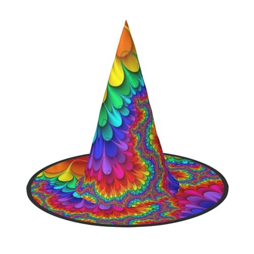 LKLDDPZB Regenbogen-Hexenhut mit Batikfärbung, rot, bedruckt, Halloween-Hexenhut, für Damen und Herren, spitzer Hut, Dekoration, Cosplay LKLDDPZB Regenbogen-Hexenhut mit Batikfärbung, rot, bedruckt, Halloween-Hexenhut, für Damen und Herren, spitzer Hut, Dekoration, Cosplay von LKLDDPZB