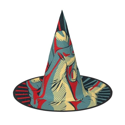 LKLDDPZB Rock and Roll bedruckter Halloween-Hexenhut für Damen und Herren, spitzer Hut, Dekoration, Cosplay LKLDDPZB Rock and Roll bedruckter Halloween-Hexenhut für Damen und Herren, spitzer Hut, Dekoration, Cosplay von LKLDDPZB