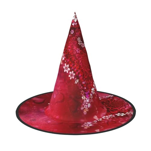 LKLDDPZB Romantischer Hexenhut mit Herz-Druck, für Damen und Herren, spitzer Hut, Dekoration, Cosplay von LKLDDPZB