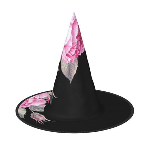 LKLDDPZB Rosa Blumen gedruckt Halloween Hexenhut für Damen und Herren spitzer Hut Dekoration Cosplay LKLDDPZB Rosa Blumen gedruckt Halloween Hexenhut für Damen und Herren spitzer Hut Dekoration Cosplay von LKLDDPZB