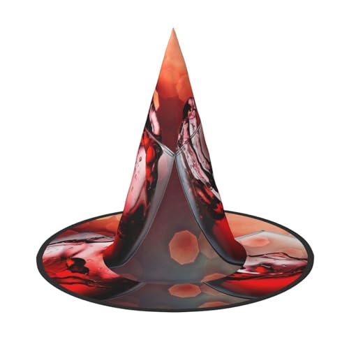 LKLDDPZB Rotweinglas Cheers bedruckter Halloween-Hexenhut für Damen und Herren, spitzer Hut, Dekoration, Cosplay LKLDDPZB Rotweinglas Cheers bedruckter Halloween-Hexenhut für Damen und Herren, spitzer Hut, Dekoration, Cosplay von LKLDDPZB