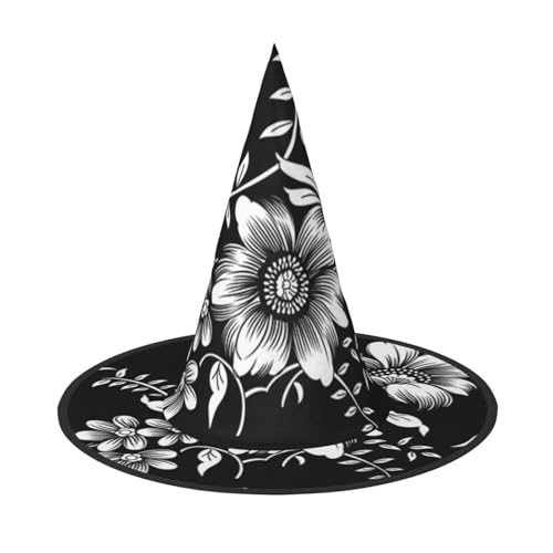 LKLDDPZB Schwarzer Hexenhut mit Blumendruck für Damen und Herren, spitzer Hut, Dekoration, Cosplay LKLDDPZB Schwarzer Hexenhut mit Blumendruck für Damen und Herren, spitzer Hut, Dekoration, Cosplay von LKLDDPZB