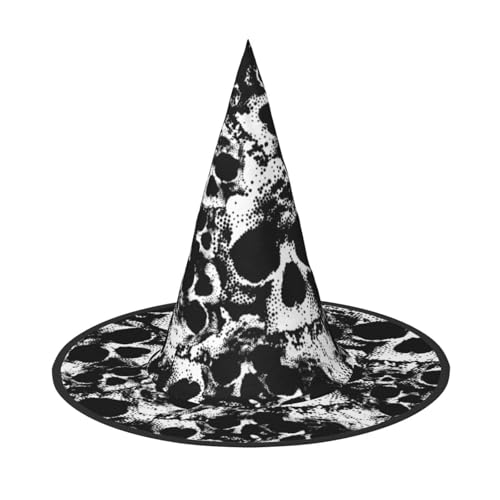 LKLDDPZB Schwarzer und weißer menschlicher Totenkopf-Druck, Halloween-Hexenhut für Damen und Herren, spitzer Hut, Dekoration, Cosplay LKLDDPZB Schwarzer und weißer menschlicher Totenkopf-Druck, Halloween-Hexenhut für Damen und Herren, spitzer Hut, Dekoration, Cosplay von LKLDDPZB