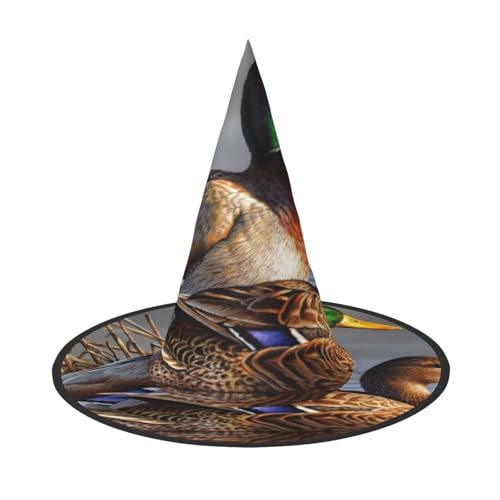 LKLDDPZB Stockente Ente bedruckter Halloween-Hexenhut für Damen und Herren, spitzer Hut, Dekoration, Cosplay LKLDDPZB Stockente Ente bedruckter Halloween-Hexenhut für Damen und Herren, spitzer Hut, Dekoration, Cosplay von LKLDDPZB