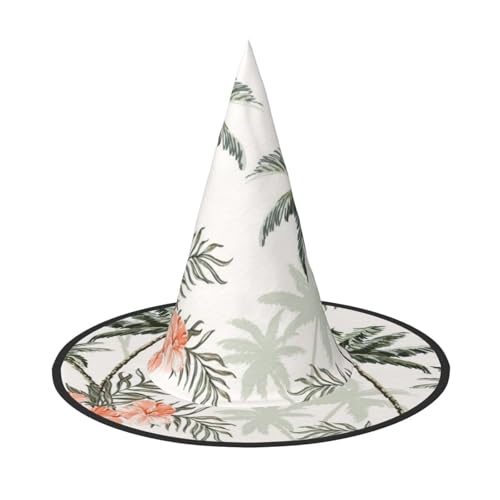 LKLDDPZB Tropische Palmen gedruckt Halloween Hexenhut für Damen und Herren spitzer Hut Dekoration Cosplay von LKLDDPZB