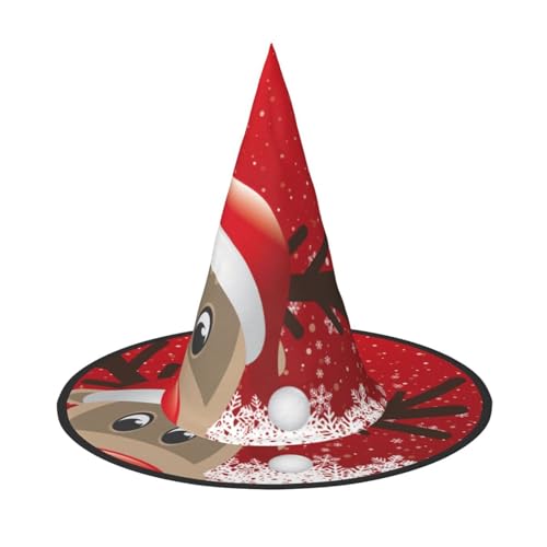 LKLDDPZB Weihnachtlicher bedruckter Halloween-Hexenhut für Damen und Herren, spitzer Hut, Dekoration, Cosplay von LKLDDPZB