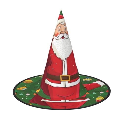 LKLDDPZB Weihnachtsmann bedruckter Halloween-Hexenhut für Damen und Herren, spitzer Hut Dekoration Cosplay LKLDDPZB Weihnachtsmann bedruckter Halloween-Hexenhut für Damen und Herren, spitzer Hut Dekoration Cosplay von LKLDDPZB