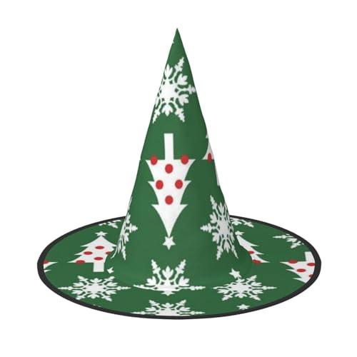 LKLDDPZB Weihnachtsmuster, bedruckt, Halloween-Hexenhut, für Damen und Herren, spitzer Hut, Dekoration, Cosplay von LKLDDPZB