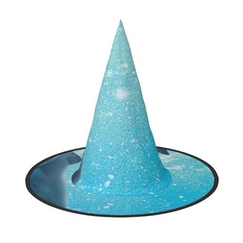 LKLDDPZB Winter Der Delfin bedruckte Halloween-Hexenhut für Damen und Herren, spitzer Hut Dekoration Cosplay von LKLDDPZB
