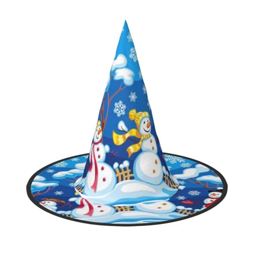 LKLDDPZB Winter Schneemann gedruckt Halloween Hexenhut für Damen und Herren spitzer Hut Dekoration Cosplay LKLDDPZB Winter Schneemann gedruckt Halloween Hexenhut für Damen und Herren spitzer Hut Dekoration Cosplay von LKLDDPZB