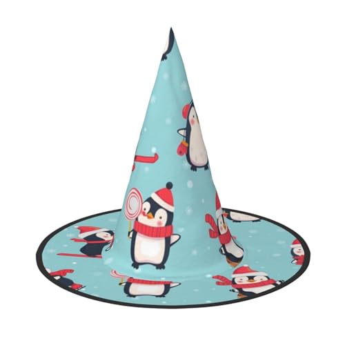 LKLDDPZB Winter Weihnachten Pinguine gedruckt Halloween Hexenhut für Damen und Herren Spitzhut Dekoration Cosplay LKLDDPZB Winter Weihnachten Pinguine gedruckt Halloween Hexenhut für Damen und Herren Spitzhut Dekoration Cosplay von LKLDDPZB