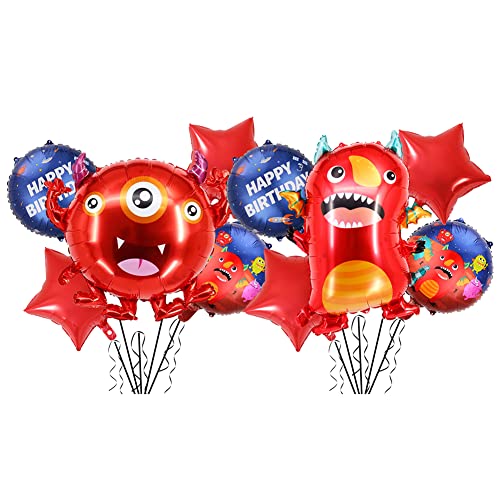 Monster Luftballon, LKNBIF 10 Stück Monster Party Kindergeburtstags Deko, Geburtstags Dekoration Monster Luftballons, Monster Folienballon Geburtstag Dekoration für Kinder Junge Mädchen von LKNBIF