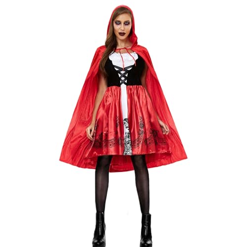 LKOIVNED Rotkäppchen Kostüm Kleid und Umhang mit Kapuze, Halloween Kostüm Damen Kleid Rotkäppchen Umhang Erwachsene für Halloween Weihnachten Karneval Cosplay Partykleid Märchen Verkleidung (XXL) LKOIVNED Rotkäppchen Kostüm Kleid und Umhang mit Kapuze, Halloween Kostüm Damen Kleid Rotkäppchen Umhang Erwachsene für Halloween Weihnachten Karneval Cosplay Partykleid Märchen Verkleidung (XXL) von LKOIVNED