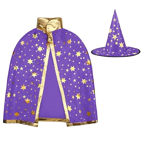 LKQBBSZ Halloween-Umhang, Zauberer-Umhang mit Hut für Damen und Herren, Halloween-Requisiten (lila) von LKQBBSZ