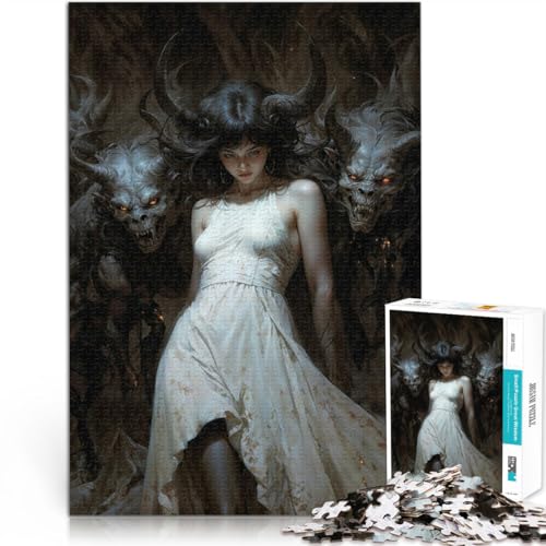 1000-Teile-Puzzle für Erwachsene Höllenmädchen Aus Karton，ab 14 Jahren Anti-Stress-Lernspielzeug Einzigartige Wohndekorationen und Geschenke。Größe：26x38cm/10.2x14.9Zoll von LKSDCBOT