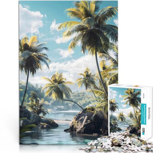 1000-Teile-Puzzle für Erwachsene Tropisches Strandparadies Aus Holz，für 14+ Herausforderndes Spiel Weihnachts- und Geburtstagsgeschenke。Größe：50x75cm/19.6x29.5Zoll von LKSDCBOT