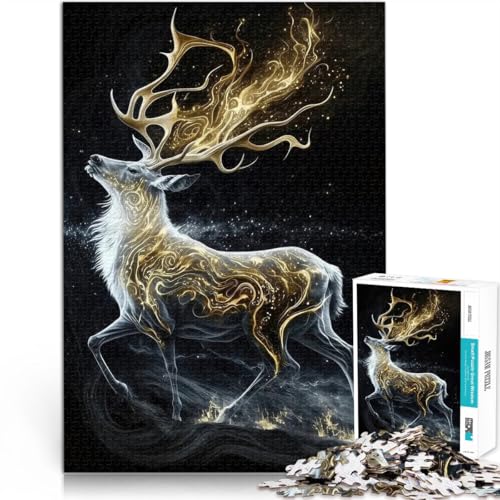 1000-Teile-Puzzle für Erwachsene Weißer und Goldener Hirsch Aus Holz,für und ab 14 Jahren Lernspiele, Heimdekorationsspiel. Wunschliste mit dem Weihnachtsmann。Größe:50x75cm/19.6x29.5Zoll 1000-Teile-Puzzle für Erwachsene Weißer und Goldener Hirsch Aus Holz,für und ab 14 Jahren Lernspiele, Heimdekorationsspiel. Wunschliste mit dem Weihnachtsmann。Größe:50x75cm/19.6x29.5Zoll von LKSDCBOT