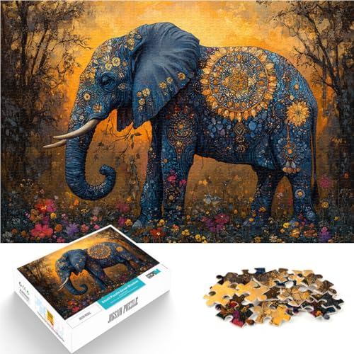 1000-Teile-Puzzle für Teenager Abstraktes Gemälde Elefant Aus Karton，ab 14 Jahren Praktisches Spiel tolles Geschenk。Größe：38x52cm/14.9x20.4Zoll von LKSDCBOT